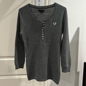 True Religion Jeans Gray Cashmere Sweater Top